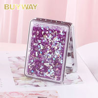 Miroir de poche à paillettes carré Double face Portable Logo personnalisé Mini petits miroirs à main pour maquillage moderne pour les occasions d'anniversaire
