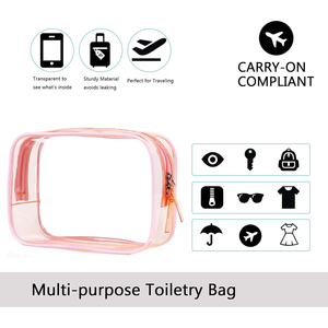 Custom Logo Transparent Clear Travel Makeup <b>Bag</b> Skincare Toiletry <b>Bag</b> Small PVC Cosmetic Pouch Double Zipper Make up <b>Bags</b> Women - Product Image 3