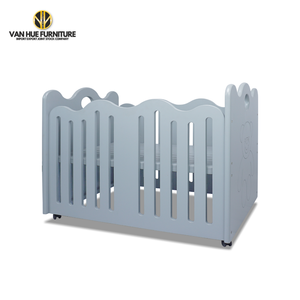Adjustable Height Wooden Baby Cot European Spruce Timber <b>Light</b> Gray Modern <b>Nursery</b> Furniture Three Depth Levels - Product Image 3