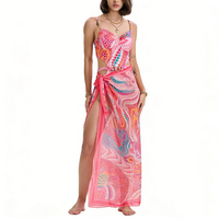 Vestido Halter Ligero de Poliéster Reciclado con Cintura Ajustable, Pareo de Playa Semitransparente para Mujer