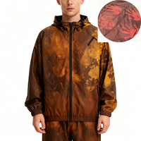 Conjunto de Sudadera con Capucha y Chaqueta Cortavientos Ligera Impermeable Deportiva con Cremallera, Bordado Personalizado del Fabricante, de Poliéster con Letras, para Chándal Térmico