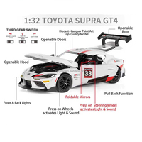 Modèle de voiture en alliage et plastique à l'échelle 1:32 Supra GT4 avec portes ouvrantes, fonction de recul, lumières et sons, jouet de collection décoratif