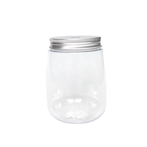 Round Plastic PET Bottle 450ml Pet Food Packaging Jar Milk Tea Coffee Sugar Candy Cookie Storage Container