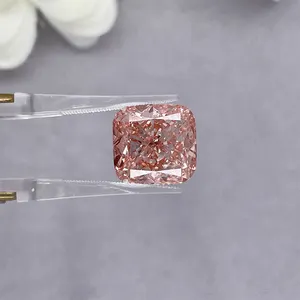 Diamante CVD rosa com corte de almofada vs diamante de laboratório de tamanho maior certificado IGI para anel