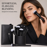 Logo personnalisé, vente en gros, 16 pièces, pinceaux de maquillage pour les yeux, fard à joues, poils synthétiques doux, kit de pinceaux cosmétiques