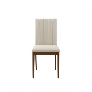 Sedia da Pranzo Contemporanea Rivestita in Tessuto con Gambe in Legno, Seduta e Schienale Confortevoli, Arredamento Moderno per la Casa - Product Image 1