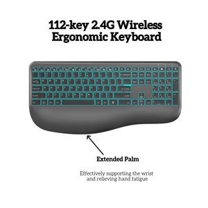 Mới Tùy Chỉnh 112-Key <span class=keywords><strong>2.4G</strong></span> USB Kích Thước Đầy Đủ Bàn Phím Có Thu Phí Backlit Không Dây Ergonomic Bàn Phím Cổ Tay Hỗ Trợ Cho Máy Tính Xách Tay Máy Tính - Product Image 2