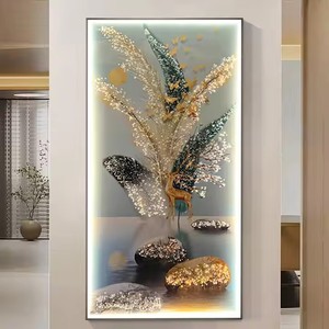 Wholesale Bulk Order Modern Luxury Crystal <strong>Canvas</strong> Still Life <strong>Digital</strong> Printing Remote Control LED <strong>Lighting</strong> Wall Art Hanging - Product Image 3