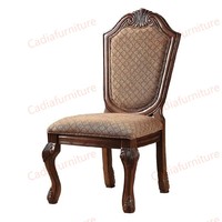 Ensemble de salle à manger en bois massif de style antique européen, 9 pièces, avec chaises à dossier en tissu, durable et écologique, meubles de salle à manger pour la maison