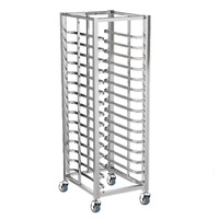 Chariot de rangement pour plaques de cuisson en acier inoxydable commercial avec revêtement autonettoyant, 4 roulettes, résistant à la corrosion, pour utilisation en four