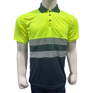 New Design Unisex <b>Hi</b> <b>Vis</b> Safety Polo <b>Shirt</b> 100% Polyester Reflective Stripes Workwear Uniform Needle Detection Digital Printing - Product Image 1