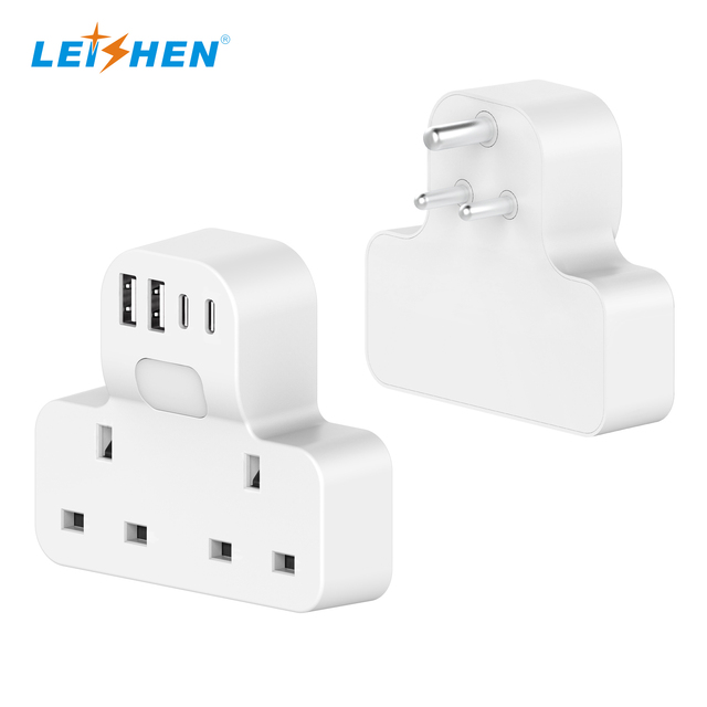 Grounded UK to India Travel Adapter with 3 USB &  USBC 17W Fast Travel Charger for India, Pakistan, Sri Lanka, Yemen(Type D)