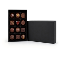 Boîte d'emballage cadeau en papier rigide noir avec logo personnalisé, pour chocolats truffés de Dubaï, recyclable