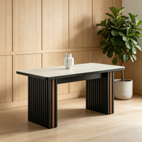 Ensemble de table et de chaises à manger en pierre carrée italienne, design minimaliste moderne pour la maison et l'hôtel
