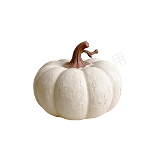 Figurine de citrouille blanche en résine personnalisée avec <span class=keywords><strong>surface</strong></span> texturée et tige brune pour la décoration de la cheminée à la maison en automne, pour la récolte, Halloween - Product Image 1