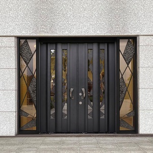 <b>Best</b> Sale Titanium Exterior <b>Doors</b> Front Entry <b>Doors</b> H3 Royal Seal Fired Glass Black Metal-A Jade-Like Elegance - Product Image 2
