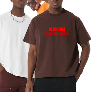 T-shirt Homme 100% Coton Coupe Boxy Personnalisable Logo Streetwear Style Décontracté Motif Uni Tricoté pour Vêtements T-shirt Homme - Product Image 1