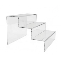 Présentoir et support en acrylique transparent moderne à 3 niveaux, fourni par l'usine, présentoir en acrylique transparent à marches