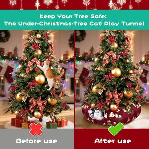 Großhandel Neues Design Plüsch Weiches Wärmendes Höhlen-Haustierversteck Zusammenklappbar mit Knisterbällen Weihnachts-Katzentunnel-Bett - Product Image 4