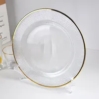 Elegant Glass Charger Plate with Gold Rim, Wedding Chargers