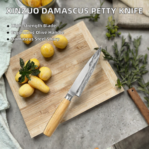 Cuchillo de Cocina de Acero de Damasco con Mango de Madera de Olivo, Cuchillo Multiusos Afilado para Cortar - Product Image 2