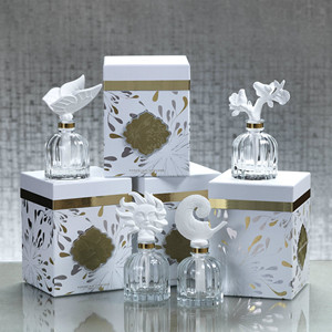 100ml Clear Round Glass <strong>Diffuser</strong> Bottle <strong>Ceramic</strong> Flower Fragrance <strong>Diffuser</strong> - Product Image 3