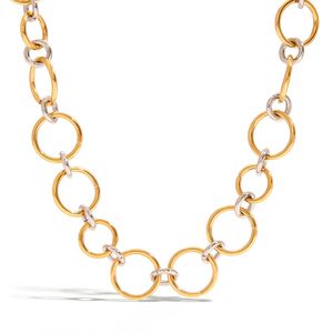 J & D kalung pernyataan Punk rantai warna sambungan dua warna bergaya kerajinan tangan besar dan kecil gaya klasik - Product Image 1