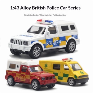 Set di 3 Modellini in Metallo <span class=keywords><strong>Scala</strong></span> <span class=keywords><strong>1</strong></span>:<span class=keywords><strong>43</strong></span> <span class=keywords><strong>Auto</strong></span> della Polizia Britannica, Camion dei Pompieri e Ambulanza con Funzione Pull-Back - Product Image 3