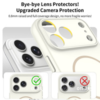 Nouvelle coque iPhone 17 Pro Max couleur unie avec finition beige clair effet peau, protection précise des objectifs, coque arrière magnétique