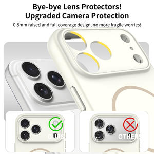 Nuova Cover Magnetica per <span class=keywords><strong>iPhone</strong></span> 17 Pro Max in Tinta Unita con Finitura Effetto Pelle Beige Chiaro e Protezione Lente con Fori di Precisione - Product Image 4