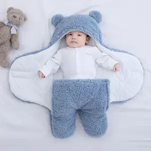 Одежда для мальчиков и девочек, накидка для сна, ультрамягкий спальный мешок для пеленания, пушистое одеяло для новорожденных, накидка с медведем для младенцев