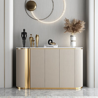 Muebles de Salón, Aparador Moderno Decorativo con Estructura de Madera y Piedra Sinterizada, Diseño Simple para Comedor