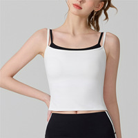 Débardeur femme style coréen effet bicolore – Crop top sensation seconde peau pour le yoga, la course et la gym – Hauts de sport personnalisables disponibles