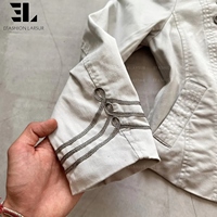 Veste Bomber LARSUR en toile de canard délavée sur mesure, style Napoléon, coupe slim, col montant, pour moto, type Hussar