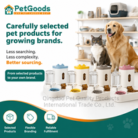 Ensemble distributeur automatique de nourriture et d'eau pour animaux de compagnie 2-en-1, station d'alimentation et d'abreuvement par gravité pour chats et petits chiens