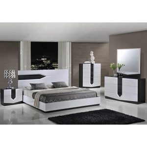 Ensembles de meubles de chambre à coucher de luxe <span class=keywords><strong>NOVA</strong></span> Wood, lit plateforme confortable, lit king-size moderne à finition brillante, lits queen-size pour hôtel - Product Image 1