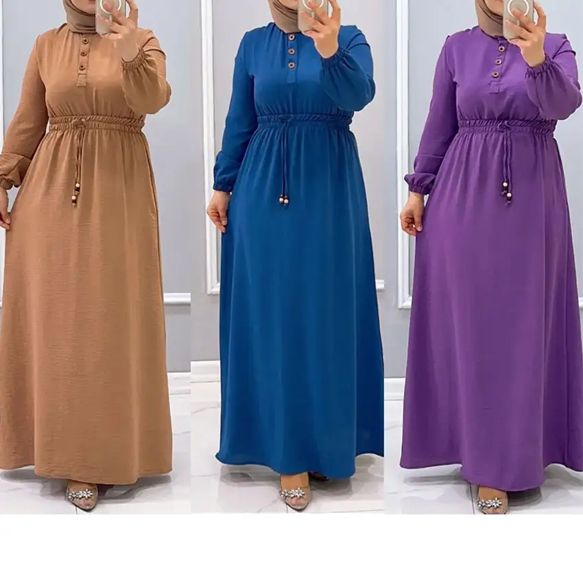 Supplier Custom Best Modest Dresses Women Loose Muslim Maxi Dress New Designs 2023 Dubai Turkish Robe Femme Dress