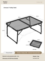 Table pliante en fer PRIMITIVE pour le camping, les pique-niques, les barbecues, la plage, les repas - Meubles d'extérieur ultra-légers empilables avec pieds pliants
