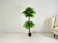 Nouvel Arbre Artificiel Ficus en PE avec Tronc en Plastique et Feuilles Vertes – Feuilles de Ficus et Banian pour Décoration Intérieure