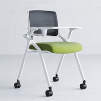 Chaise de formation en maille blanche avec table d'écriture chaise d'étude en plastique en maille avec roues