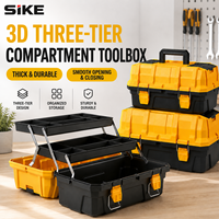 Boîte à outils portable pliable à 3 couches, étanche, verrouillable, en plastique, multi-compartiments, pour l'organisation d'outils à main, idéale pour l'atelier extérieur
