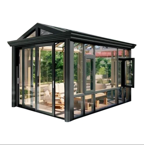 Mùa Đông Ngoài Trời Vườn Màu Xanh Lá Cây Glass Roof Conservatory Freestanding Sunrooms 4 Mùa Sunrooms Glass Nhà - Product Image 1