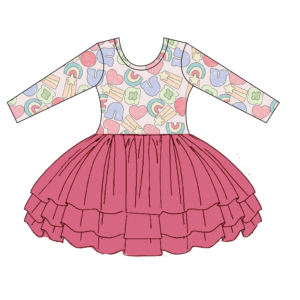 Vestido de Tul Rosa de Lujo Nuevo de Fábrica ODM Personalizado de Qingli, Vestidos de Fiesta para Niñas con Cuello en Forma de O, Vestidos de Otoño para San Valentín - Product Image 2