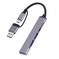Adaptateur Hub USB-C 2-en-1 personnalisé vers 4 ports USB 3.0 Type C OTG pour ordinateur portable et station d'accueil