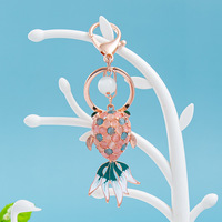 Porte-clés créatif en alliage de zinc, motif poisson rouge, incrusté de pierre œil-de-chat et strass, pendentif de voiture brillant, décoration de luxe, cadeau pour femme
