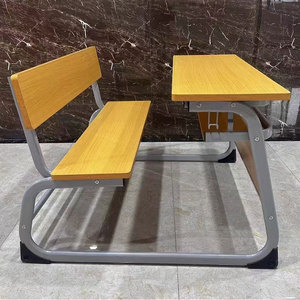 Đồ nội thất lớp học học sinh Bàn và ghế cố định với nhau đôi ghế kim loại khung thép Mật độ trung bình fiberboard - Product Image 3