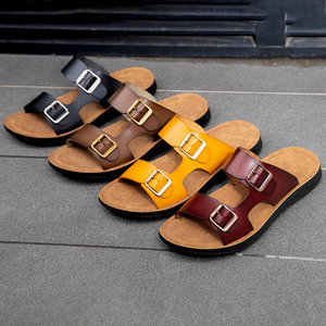 Sandales et claquettes pour hommes, d'extérieur, de plage, plates, à bout ouvert, sportives, en cuir, basses, d'été - Product Image 6