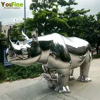 منحوت معدني على شكل حيوانات, منحوت من معدن الفولاذ المقاوم للصدأ على شكل حيوان وحيد القرن للحدائق