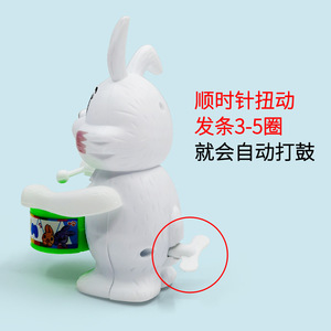 Jouet lapin tambourineur à remonter, 13.5x6cm, en plastique, éducatif pour enfants de 2 à 4 ans - Product Image 5