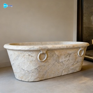 Banheira de Pedra Branca Esculpida à Mão, Barata, Independente, para Uso Interno, Design Europeu, Durável - Product Image 4